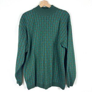 Vintage First Issue Lambswool Blend Kelly Green Mock Neck Sweater sz M Preppy